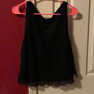 Black lace crop top